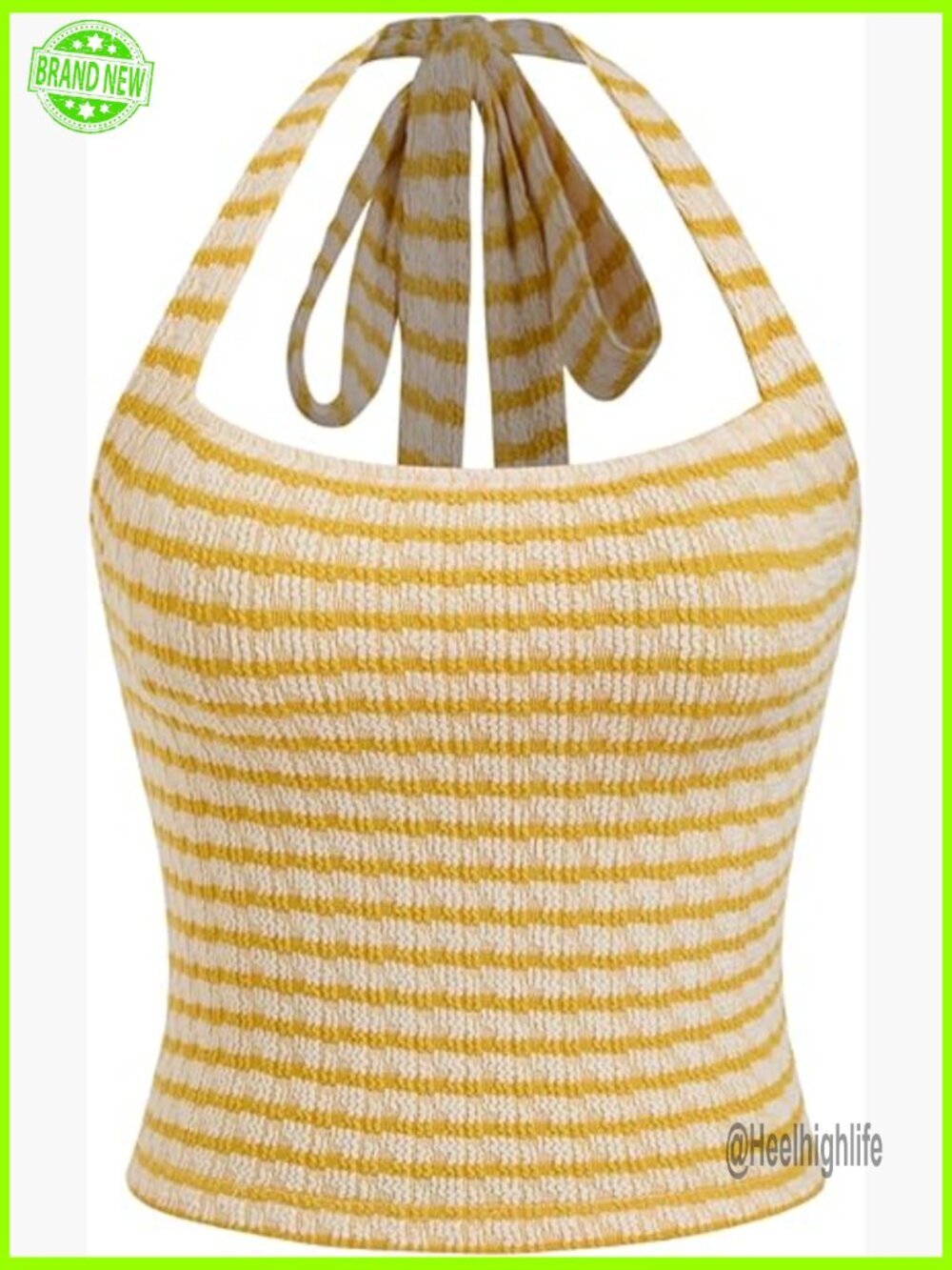 Striped Halter Crop Top Sleeveless Tube Top Y2K Summer Beach Vacation Outfit